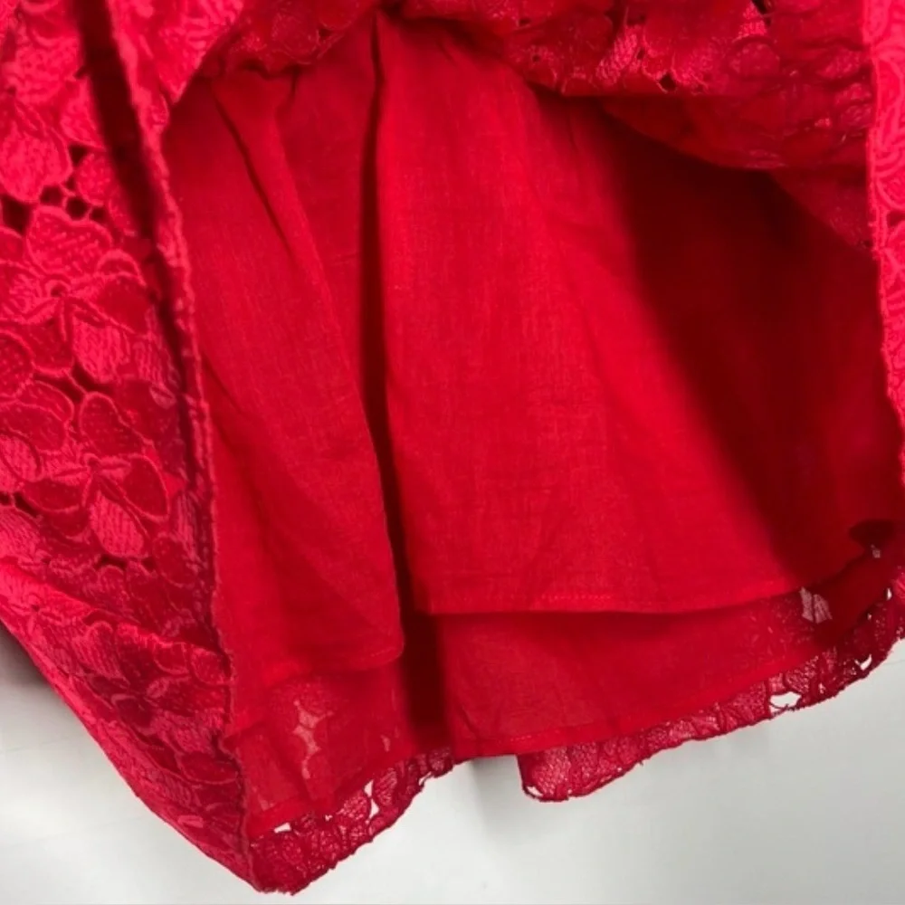 TUCKERNUCK Helena Eyelet Lace Quarter Sleeve Button Up Blouse Shirt - Picture 7 of 7